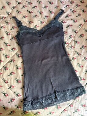 No Boundaries Blue Lace Trim Camisole